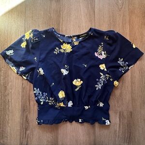 Sugarlips | Navy + Yellow Floral Blouse